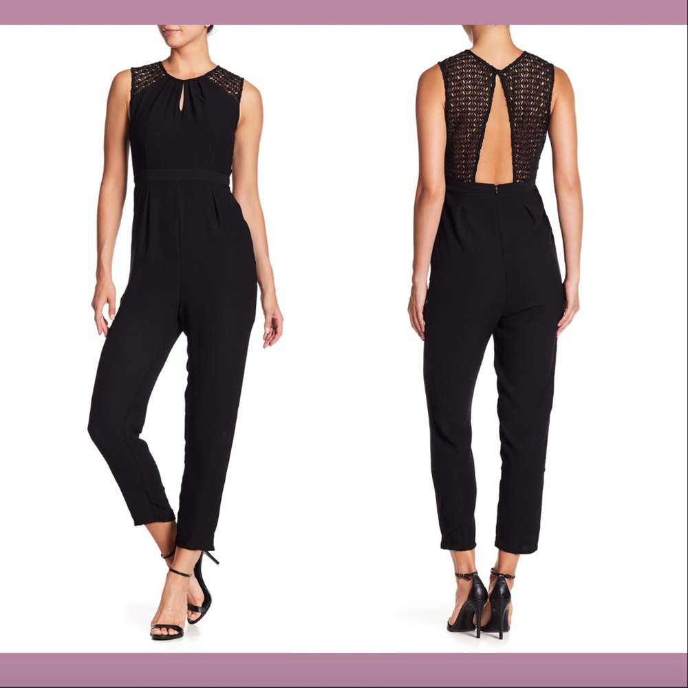 NEW $108 19 Cooper Lace Back Cutout Jumpsuit Black
